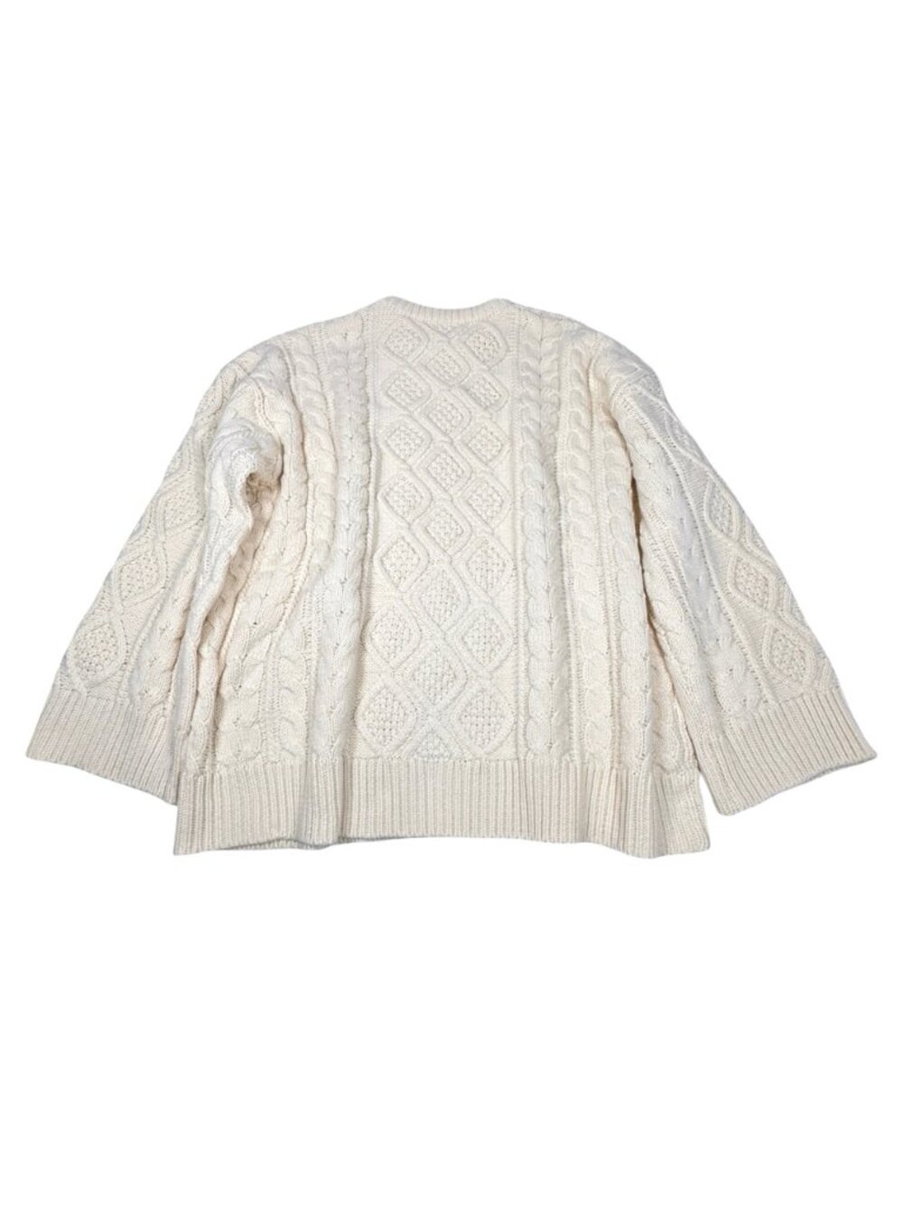 Lioness Gigi Oversized Fisherman Sweater L Chunky Slouchy Boxy Boho Ivory - Picture 4 of 14